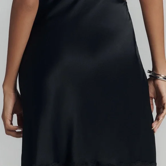 Anthropologie Tilda knee length slip skirt / Black Women's Skirt - Picture 2 of 9